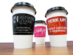 HotShot Coffee Sleeves - 3 Cups Keratin Lounge, Perk Up! Kelly's